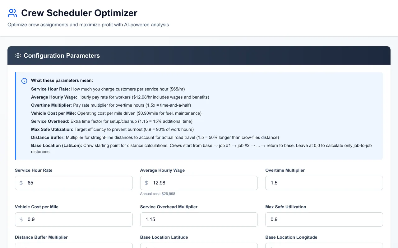 Crew Scheduler Optimizer 랜딩 페이지